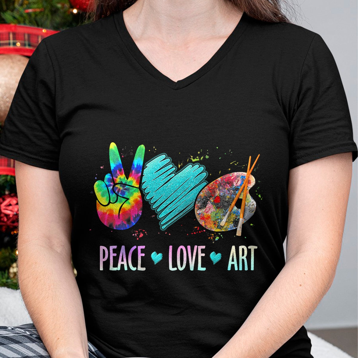 Best Teacher Shirt, Funny Teacher UnisexT-Shirt/Hoodie/Sweatshirt HLT00 - Peace Love Art Painting Palette Art Teacher T-Shirt