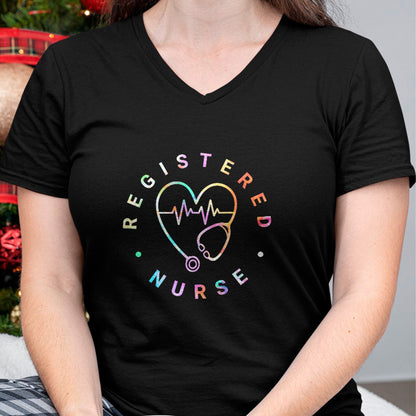 Funny Nurse Shirt, Nurse Unisex T-Shirt/Hoodie/Sweatshirt HLT00 - Registered Nurse Heart Beat Tie Dye Long Sleeve RN Nursing T-Shirt