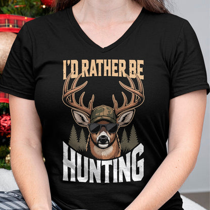 Funny Hunting Shirt, Gift For Hunting Lover Unisex T-Shirt/Hoodie/Sweatshirt HLT00 - Mens Camo Deer Hunting Funny Id Rather Be Hunting Camouflage T-Shirt