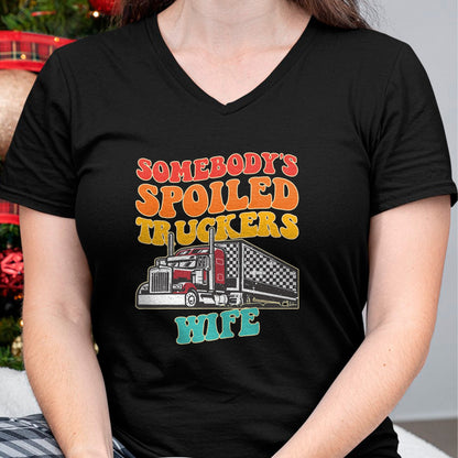 Best Wife Shirt, Wife and Husband Unisex T-Shirt/Hoodie/Sweatshirt HLT00 - Gift for wife T shirt, spoiled wife   Somebody's Spoiled Truckers Wife Design T-Shirt (1)