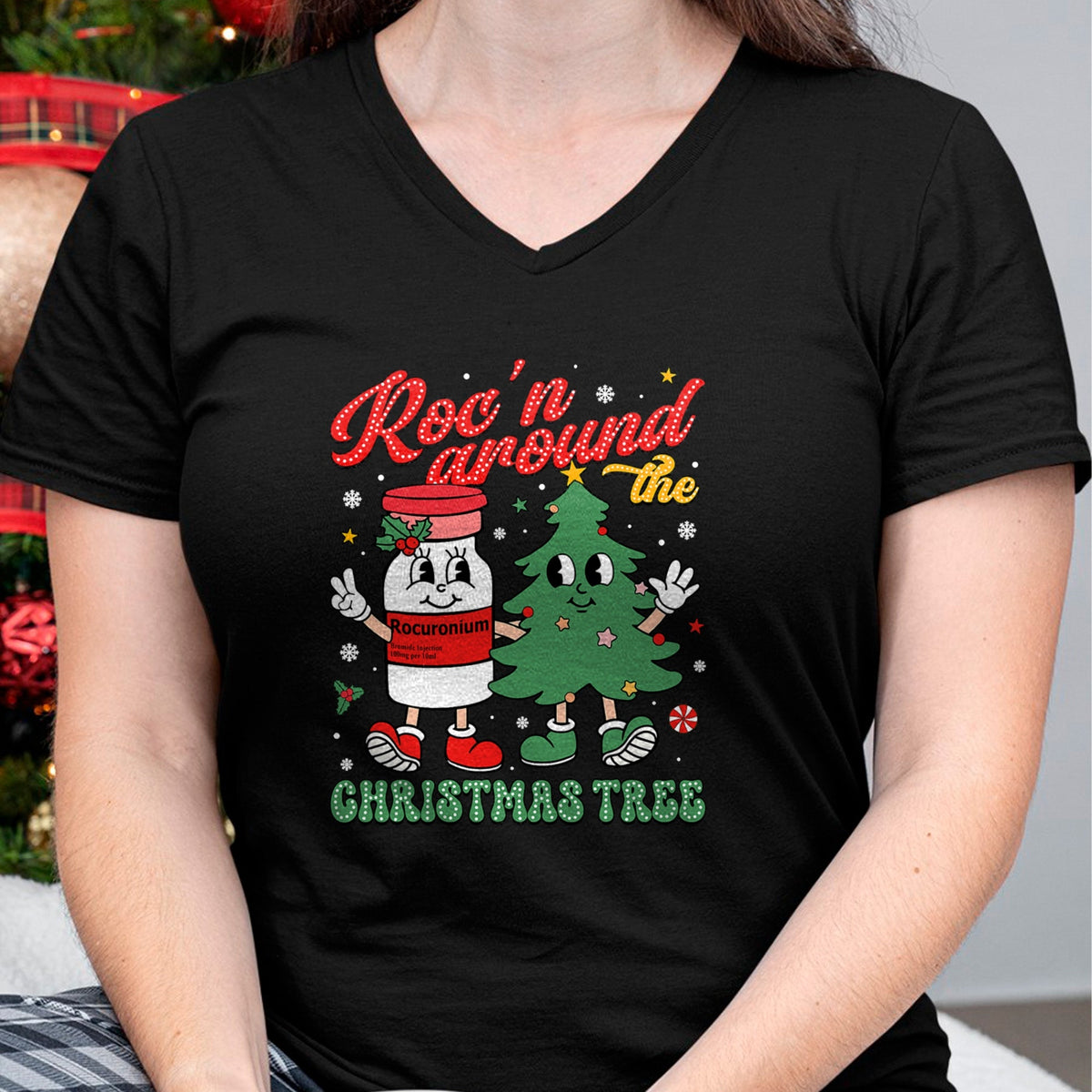 Funny Nurse Shirt, Nurse Unisex T-Shirt/Hoodie/Sweatshirt HLT00 - Roc'n Around The Christmas Tree ER ED ICU Nurse Christmas T-Shirt