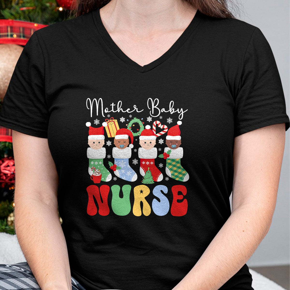 Funny Nurse Shirt, Nurse Unisex T-Shirt/Hoodie/Sweatshirt HLT00 - Mother Baby Nurse Christmas Professional Baby Wrapper T-Shirt