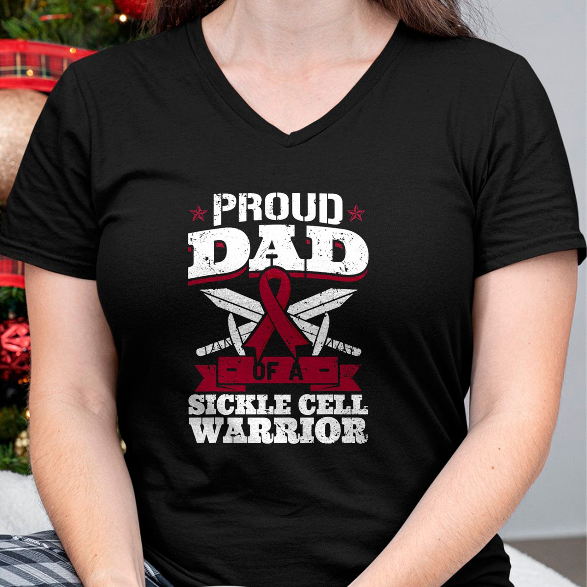Gift for Dad Shirt, Funny Dad Unisex T-Shirt/Hoodie/Sweatshirt HLT00 – Proud Dad Of A Sickle Cell Warrior SCD Awareness Father T-Shirt
