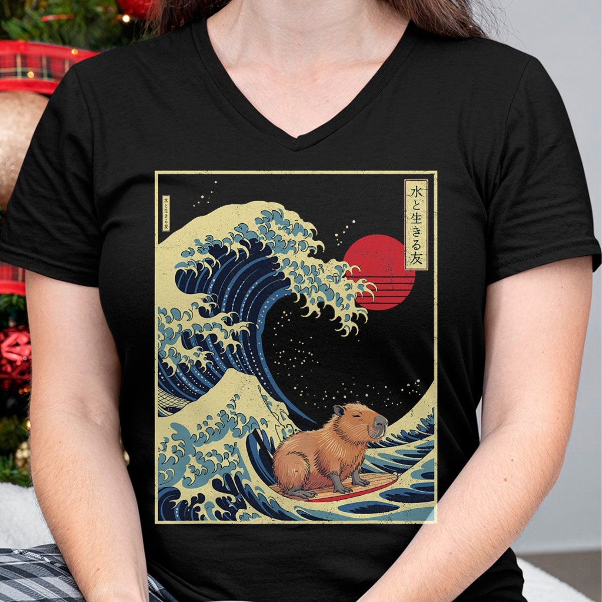 Cute Capybara Shirt, Funny Capybara Unisex T-Shirt/Hoodie/Sweatshirt HLT00 - Surfing Capybara Retro Kawaii T-Shirt