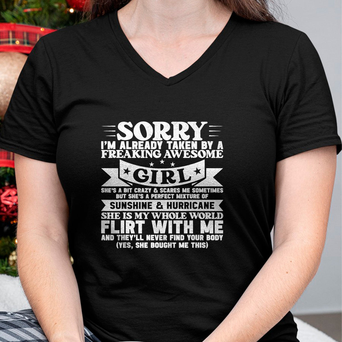 Best Wife Shirt, Wife and Husband Unisex T-Shirt/Hoodie/Sweatshirt HLT00 - Sorry I'm Already Taken By Freaking Awesome Girl Boyfriend T-Shirt (1)