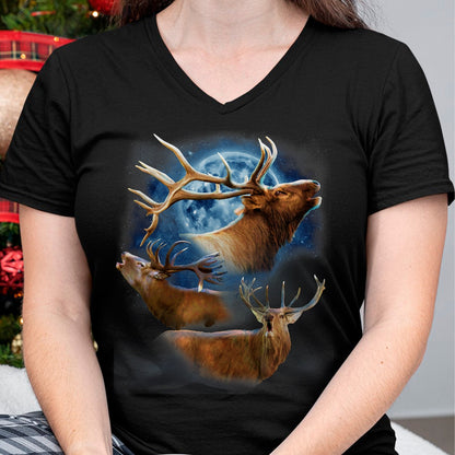 Funny Hunting Shirt, Gift For Hunting Lover Unisex T-Shirt/Hoodie/Sweatshirt HLT00 - Funny Elk Hunting T-Shirt - Elk Howling at the Moon