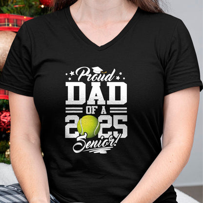 Gift for Dad Shirt, Funny Dad Unisex T-Shirt/Hoodie/Sweatshirt HLT00 – Proud Dad Of A 2025 Senior Tennis Ball Graduation T-Shirt