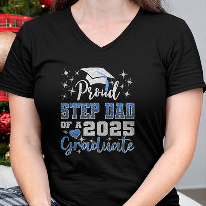 Gift for Dad Shirt, Funny Dad Unisex T-Shirt/Hoodie/Sweatshirt HLT00 – Super Proud Step Dad of 2025 Graduate Awesome Family College T-Shirt