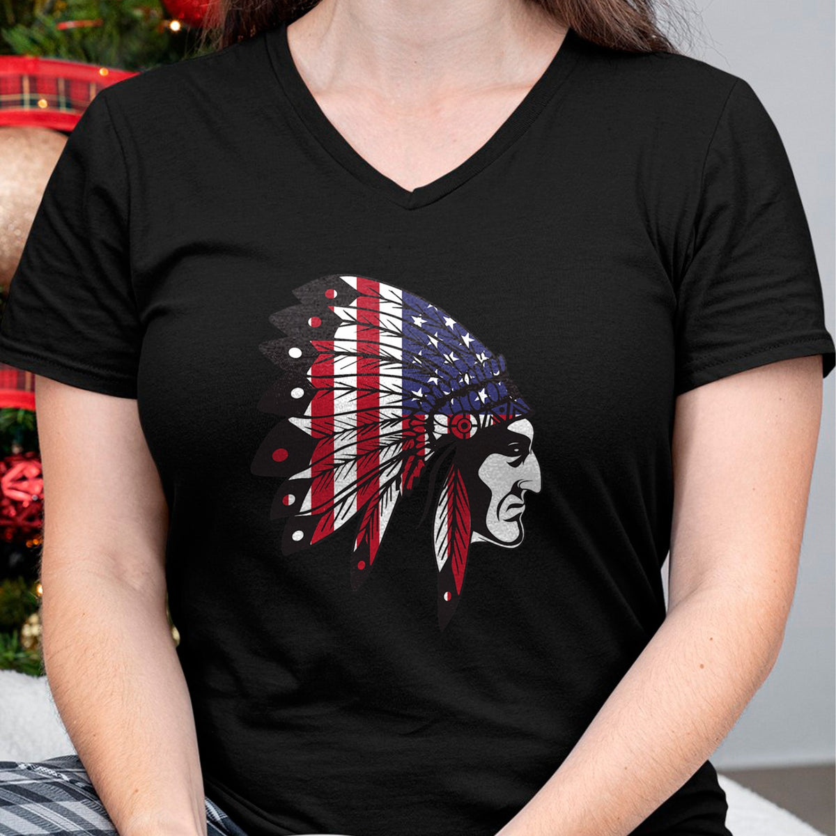 Native American T-Shirts, Vintage Native American Unisex T-Shirt/Hoodie/Sweatshirt HLT00 - Native American Indian Chief American USA Flag 4th Of July