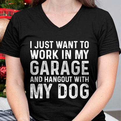 Best Mechanic Life Shirt, Funny Mechanic UnisexT-Shirt/Hoodie/Sweatshirt HLT00 - I Just Want to Work in The Garage and Hangout With My Dog Men Women Kids T-Shirt