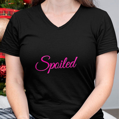 Best Wife Shirt, Wife and Husband Unisex T-Shirt/Hoodie/Sweatshirt HLT00 - Womens Spoiled - Pink Lettering T-Shirt