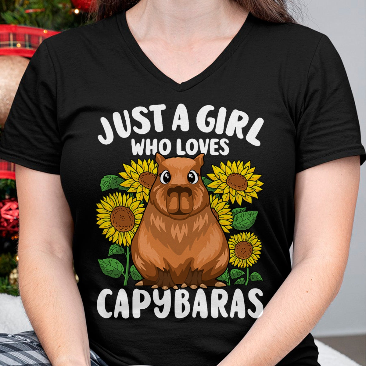 Cute Capybara Shirt, Funny Capybara Unisex T-Shirt/Hoodie/Sweatshirt HLT00 - Just A Girl Who Loves Capybaras Cute Sunflower Girls Kids T-Shirt