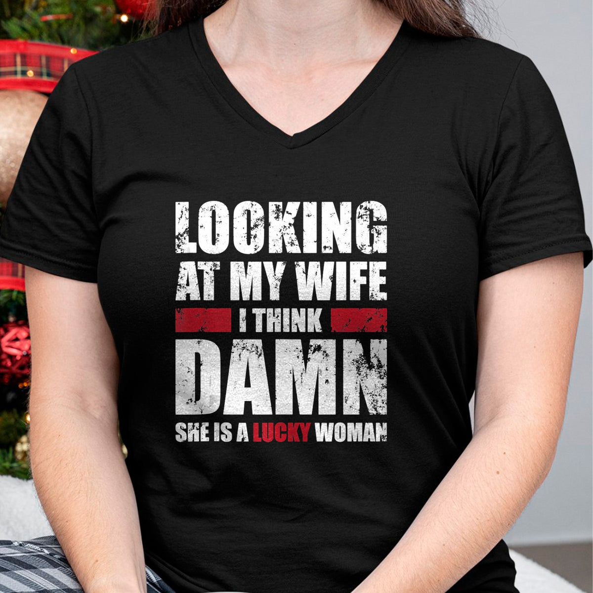 Best Wife Shirt, Wife and Husband Unisex T-Shirt/Hoodie/Sweatshirt HLT00 - Gift for wife T shirt, lucky wife   Mens My Wife - She Is A Lucky Woman - Funny Husband Tank Top