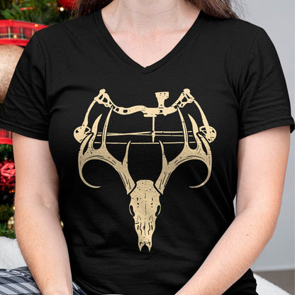 Funny Hunting Shirt, Gift For Hunting Lover Unisex T-Shirt/Hoodie/Sweatshirt HLT00 - Deer Skull Compound Bow Retro Hunting Archery Dad Archer T-Shirt