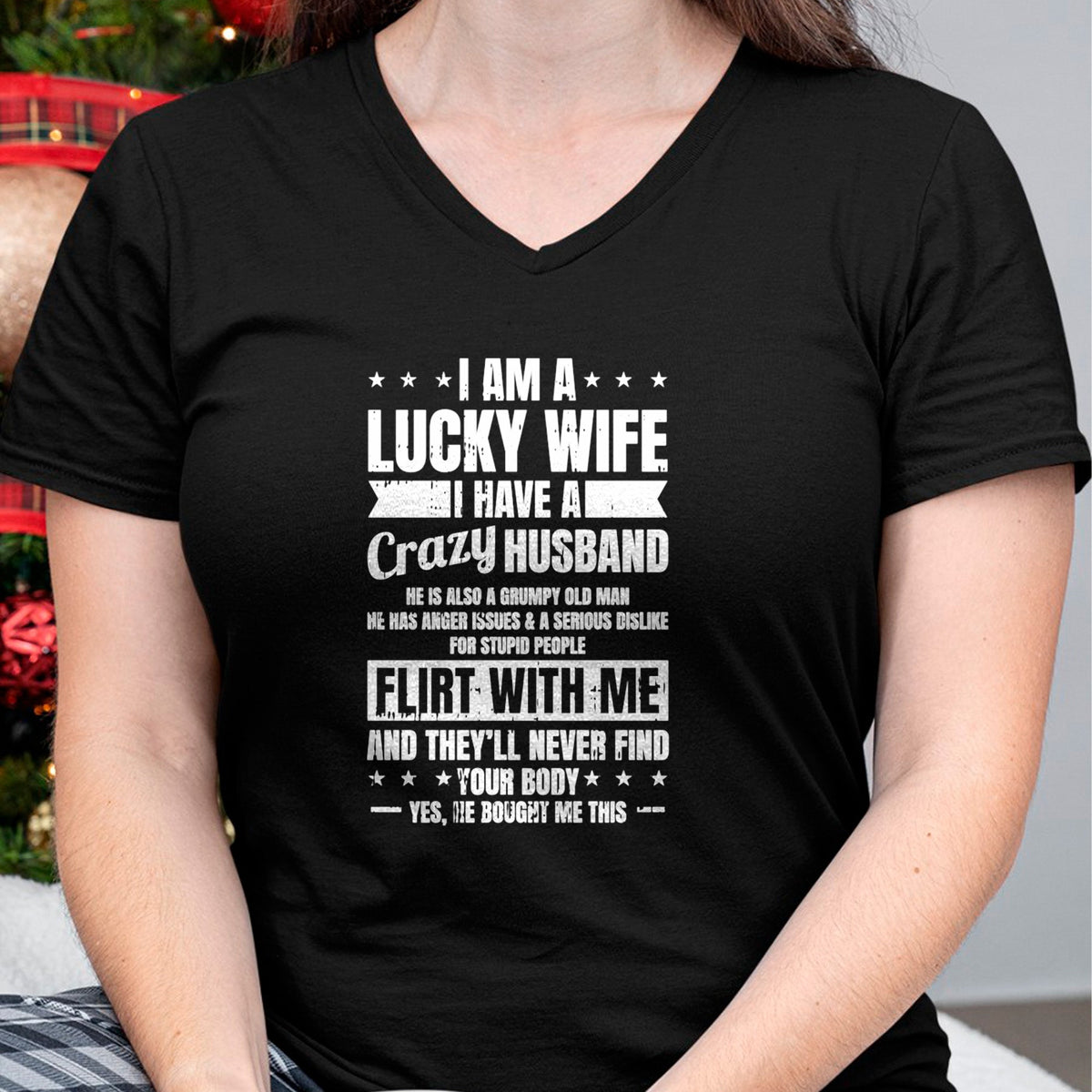 Best Wife Shirt, Wife and Husband Unisex T-Shirt/Hoodie/Sweatshirt HLT00 - Gift for wife T shirt, lucky wife   I Am A Lucky Wife Fathers Day Funny Sarcastic Women Pullover Hoo