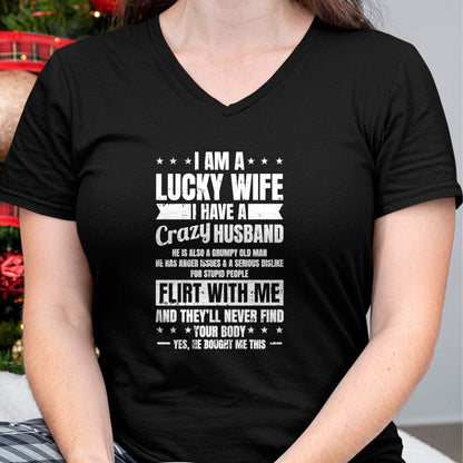 Best Wife Shirt, Wife and Husband Unisex T-Shirt/Hoodie/Sweatshirt HLT00 - Gift for wife T shirt, lucky wife   I Am A Lucky Wife Fathers Day Funny Sarcastic Women Pullover Hoo