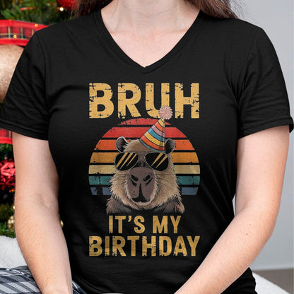 Cute Capybara Shirt, Funny Capybara Unisex T-Shirt/Hoodie/Sweatshirt HLT00 - Funny Capybara Birthday Boys Adult Kids Bruh Its My Birthday T-Shirt, Youth, Black, Large
