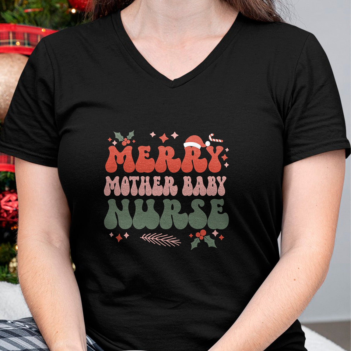 Funny Nurse Shirt, Nurse Unisex T-Shirt/Hoodie/Sweatshirt HLT00 - Merry Mother Baby Nurse Christmas Postpartum Nurse Xmas T-Shirt