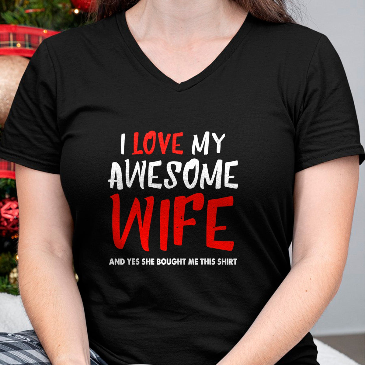 Best Wife Shirt, Wife and Husband Unisex T-Shirt/Hoodie/Sweatshirt HLT00 - I Love My Awesome Wife Funny Husband Gift Mens Boys T-Shirt