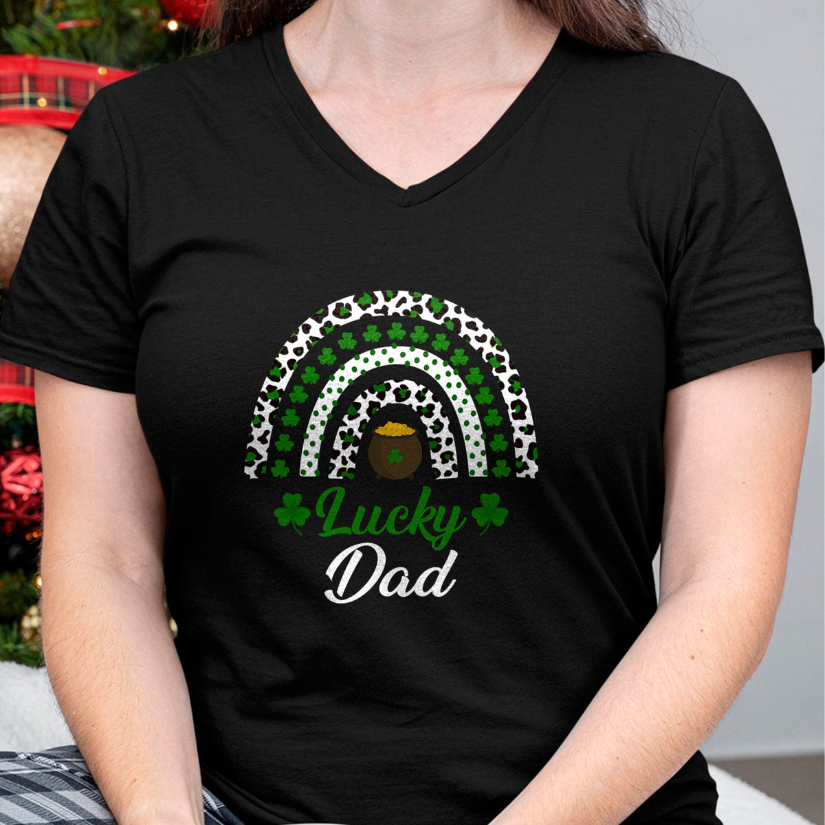 Gift for Dad Shirt, Funny Dad Unisex T-Shirt/Hoodie/Sweatshirt HLT00 – Lucky Dad Rainbow St Patricks Day Lucky Dad T-Shirt