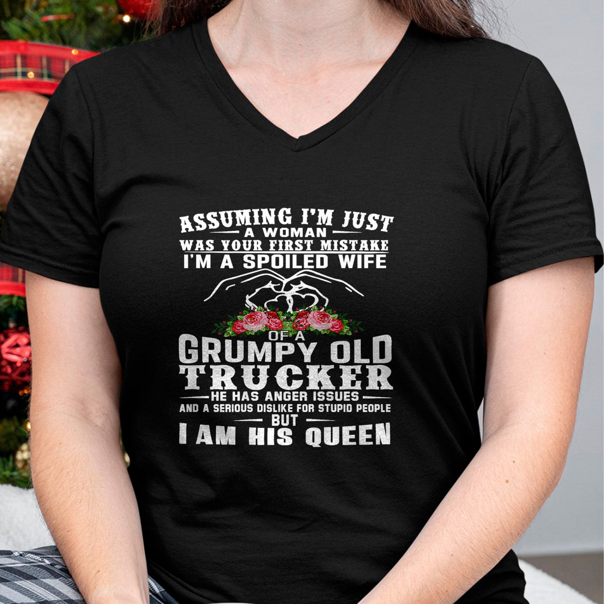 Best Wife Shirt, Wife and Husband Unisex T-Shirt/Hoodie/Sweatshirt HLT00 - Gift for wife T shirt, spoiled wife   I'm A Spoiled Wife Of A Grumpy Old Trucker (on back) T-Shirt (1)