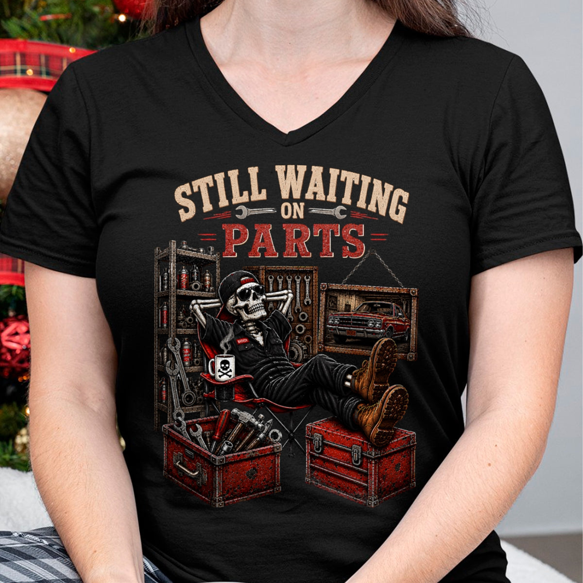 Best Mechanic Life Shirt, Funny Mechanic UnisexT-Shirt/Hoodie/Sweatshirt HLT00 - Funny Waiting On Parts Skeleton Auto Repair Life Mechanic T-Shirt