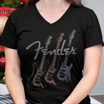 Guitar Lover Shirt, Funny Guitar UnisexT-Shirt/Hoodie/Sweatshirt HLT00 - Fender Stacked Guitar Faded Logo T-Shirt