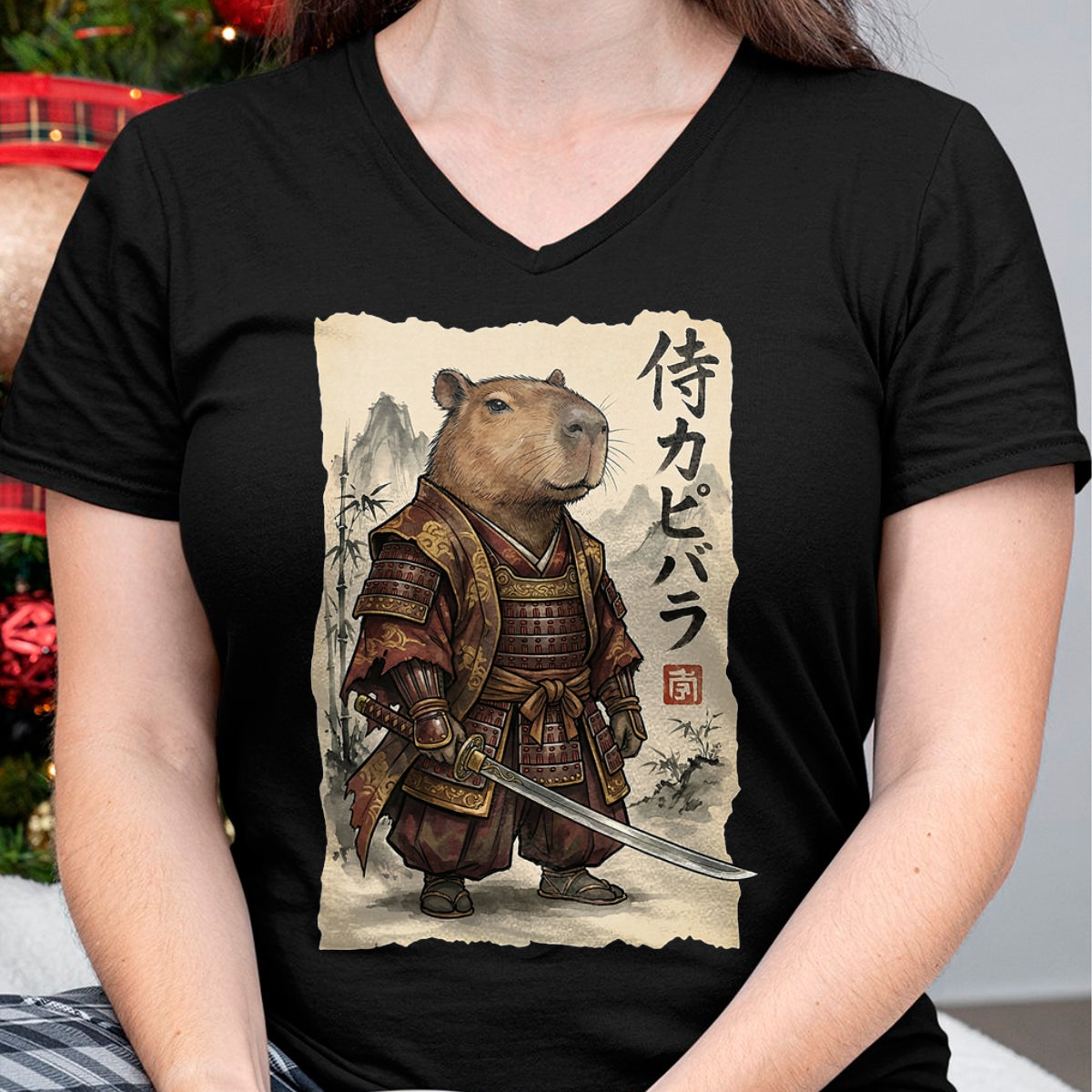 Cute Capybara Shirt, Funny Capybara Unisex T-Shirt/Hoodie/Sweatshirt HLT00 - Samurai Capybara Japanese Art Vintage Graphic Funny Animal T-Shirt