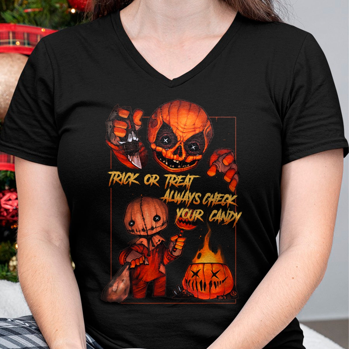 Best Thanksgiving Family Shirt , Funny Thanksgiving UnisexT-Shirt/Hoodie/Sweatshirt HLT00 - Vintage Trick Or Treat Always Check Your Candy, Pumpkin T-Shirt