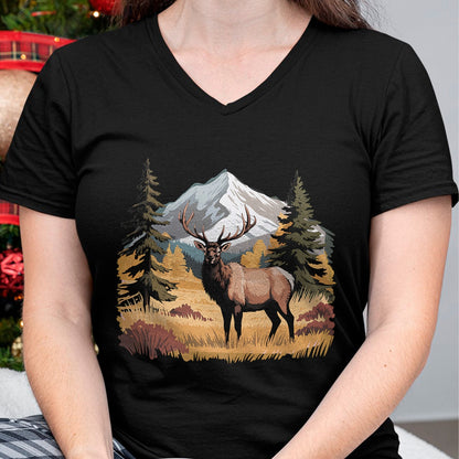 Funny Hunting Shirt, Gift For Hunting Lover Unisex T-Shirt/Hoodie/Sweatshirt HLT00 - Mountain Elk Wildlife Scene – Nature Outdoor Hunting T-Shirt