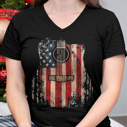 Guitar Lover Shirt, Funny Guitar UnisexT-Shirt/Hoodie/Sweatshirt HLT00 - Vintage USA American Flag Guitar Player Musician Guitarist T-Shirt, Men, Black, 3X-Large