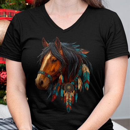 Best Horse Lover Shirt , Funny Horse UnisexT-Shirt/Hoodie/Sweatshirt HLT00 - Proud Indian Native American Horse Animal Feather Headdress T-Shirt