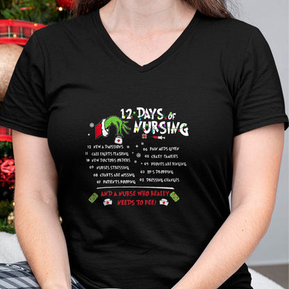 Funny Nurse Shirt, Nurse Unisex T-Shirt/Hoodie/Sweatshirt HLT00 - Nurses Merry Christmas Funny 12 Days of Nursing Xmas Women T-Shirt