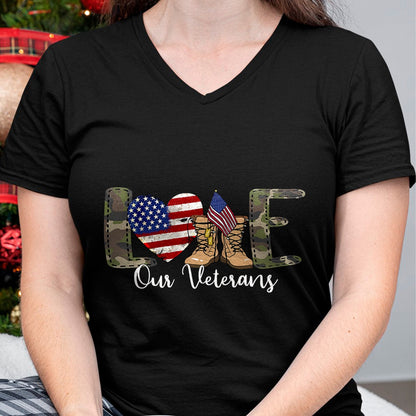 Proud Veteran Shirt, Funny Veteran UnisexT-Shirt/Hoodie/Sweatshirt HLT00 - Love Our Veterans Day Proud Military American Flag T-Shirt