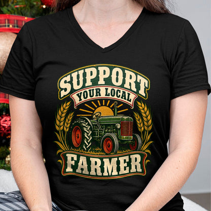 Best Farmer Life Shirt, Funny Farmer UnisexT-Shirt/Hoodie/Sweatshirt HLT00 - Support Your Local Farmer Vintage Tractor Wheat Sunrise Farm T-Shirt