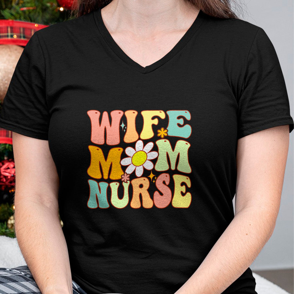 Funny Nurse Shirt, Nurse Unisex T-Shirt/Hoodie/Sweatshirt HLT00 - Retro groovy Wife Mom Nurse Women Mothers Day For Nurses T-Shirt