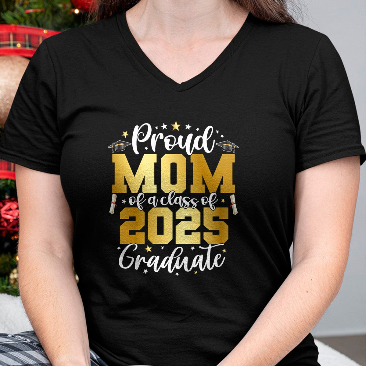 Gift for Mom Shirt, Funny Mom Unisex T-Shirt/Hoodie/Sweatshirt HLT00 - Mom Senior 2025 Proud Mom Of A Class Of 2025 Graduate T-Shirt