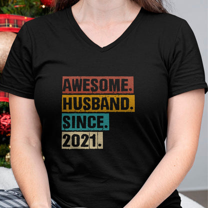 Best Wife Shirt, Wife and Husband Unisex T-Shirt/Hoodie/Sweatshirt HLT00 - 3rd Year Wedding Anniversary Epic Awesome Husband Since 2021 T-Shirt (2)