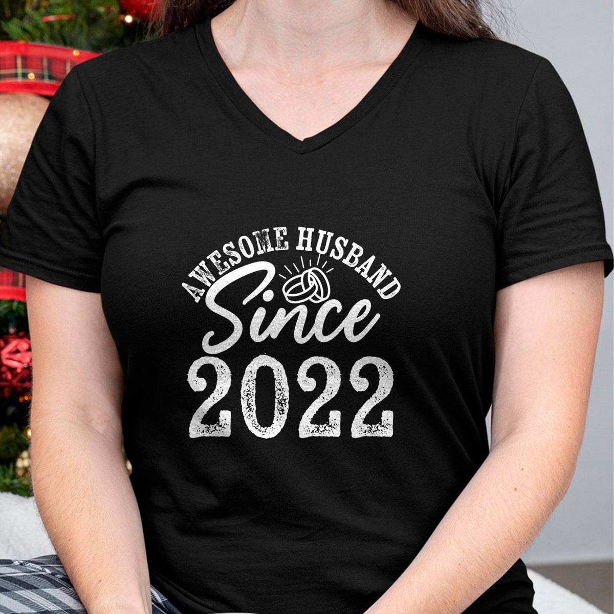 Best Wife Shirt, Wife and Husband Unisex T-Shirt/Hoodie/Sweatshirt HLT00 - Awesome Husband Since 2022 Anniversary From Wife Funny Him T-Shirt
