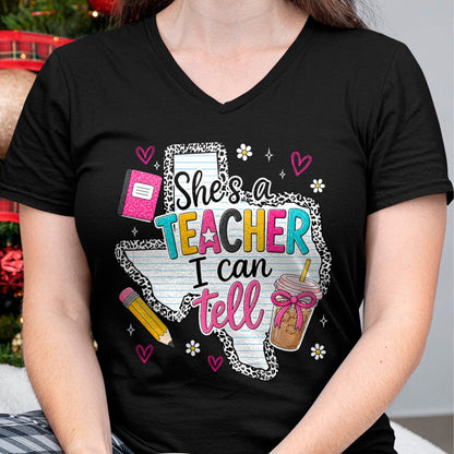 Best Teacher Shirt, Funny Teacher UnisexT-Shirt/Hoodie/Sweatshirt HLT00 - She's A Teacher I Can Tell Western Classroom Art T-Shirt