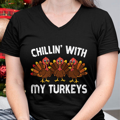 Best Thanksgiving Family Shirt , Funny Thanksgiving UnisexT-Shirt/Hoodie/Sweatshirt HLT00 - Thanksgiving Chillin with My Turkeys Funny Men Women Kids T-Shirt