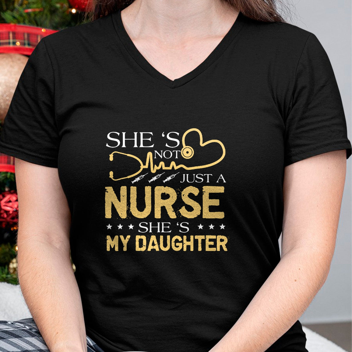 Funny Nurse Shirt, Nurse Unisex T-Shirt/Hoodie/Sweatshirt HLT00 - My Daughter Is A Nurse Proud Nurse's Mom Dad RN LPN Family T-Shirt (3)