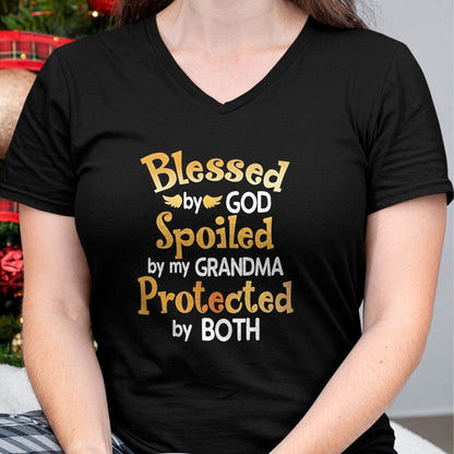Best Wife Shirt, Wife and Husband Unisex T-Shirt/Hoodie/Sweatshirt HLT00 - Blessed By God Spoiled By My Grandma Grandson Granddaughter T-Shirt (1)