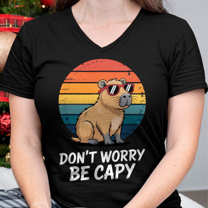 Cute Capybara Shirt, Funny Capybara Unisex T-Shirt/Hoodie/Sweatshirt HLT00 - Don_t Worry Be Capy Relaxed Capybara Lovers Summer Vibes T-Shirt