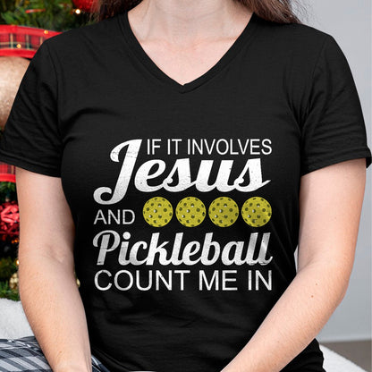 Funny Pickleball Shirt, Pickleball Lover Unisex T-Shirt/Hoodie/Sweatshirt HLT00 - Distressed Jesus Pickleball Player Worship Church Graphic T-Shirt