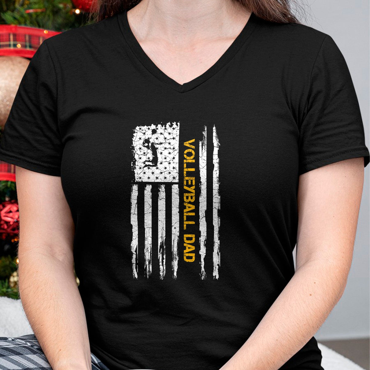 Gift for Dad Shirt, Funny Dad Unisex T-Shirt/Hoodie/Sweatshirt HLT00 – \Vintage USA American Flag Proud Volleyball Dad Silhouette T-Shirt