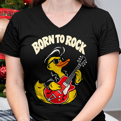 Guitar Lover Shirt, Funny Guitar UnisexT-Shirt/Hoodie/Sweatshirt HLT00 - Born Rock to 50s Rubber Ducky Playing Guitar Toddler Boys T-Shirt