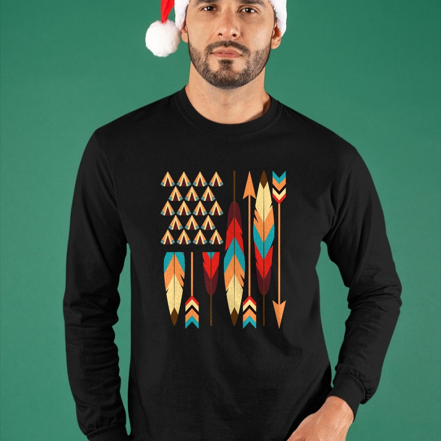 Native American T-Shirts, Vintage Native American Unisex T-Shirt/Hoodie/Sweatshirt HLT00 - Native American Pride USA Flag