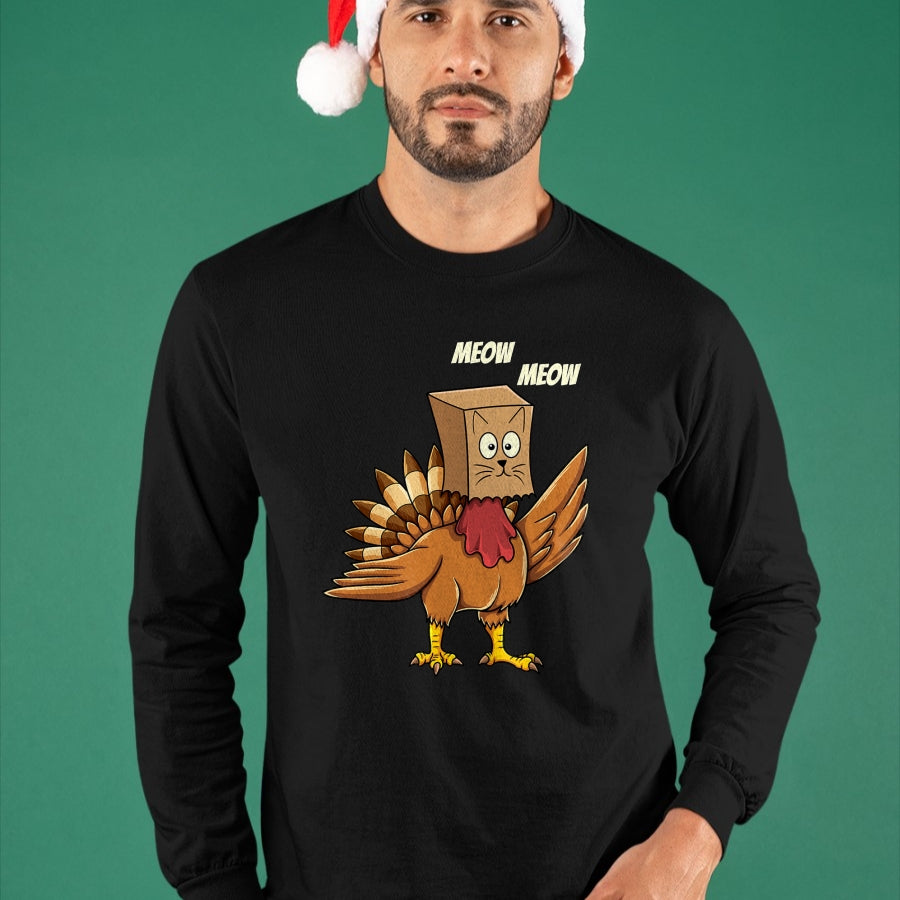 Best Thanksgiving Family Shirt , Funny Thanksgiving UnisexT-Shirt/Hoodie/Sweatshirt HLT00 - Thanksgiving Turkey Cat Meow Funny Men Women Thanksgiving T-Shirt