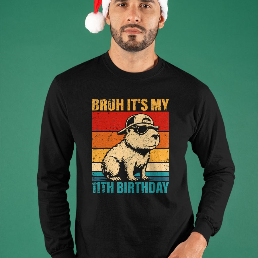 Cute Capybara Shirt, Funny Capybara UnisexT-Shirt/Hoodie/Sweatshirt HLT00 - 11 Year Old Birthday Boy Capybara Bruh It_s My 11th Birthday T-Shirt